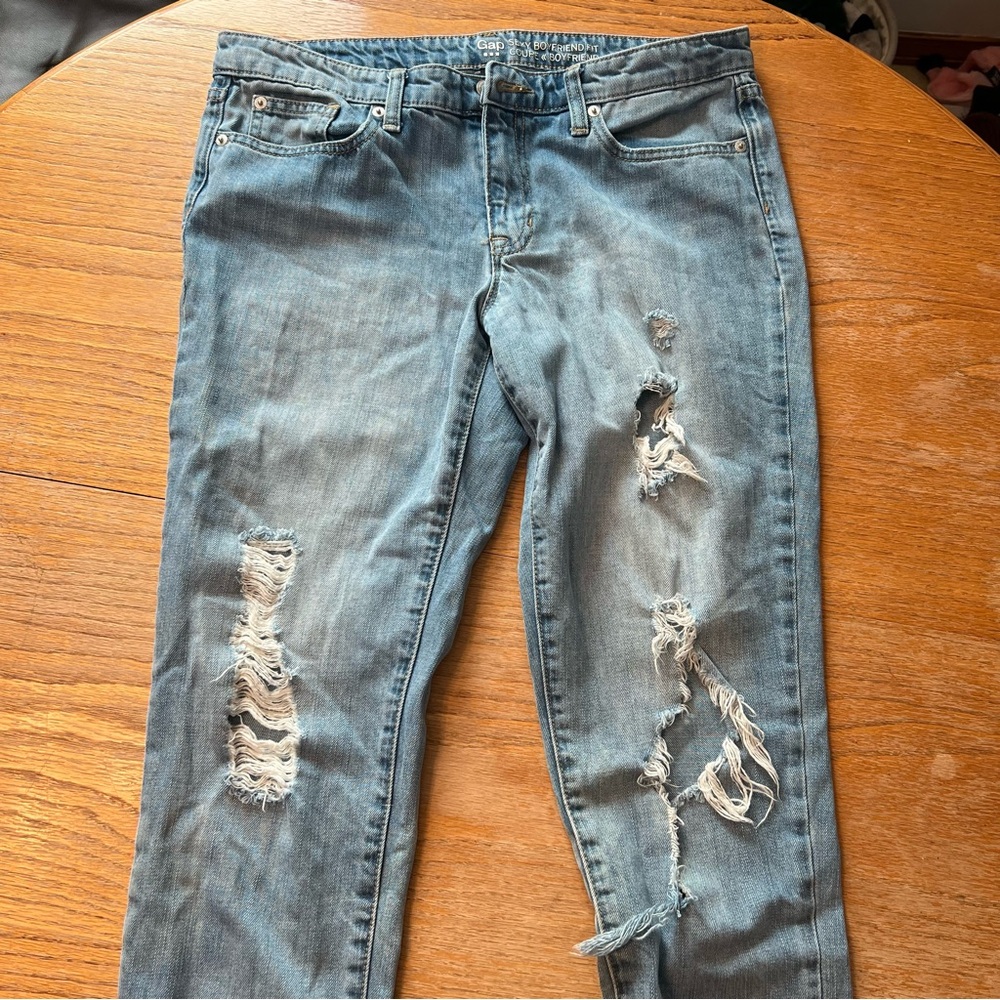 Gap Jeans Sexy Boyfriend Fit, 100% Cotton, 6/28R, Distressed
